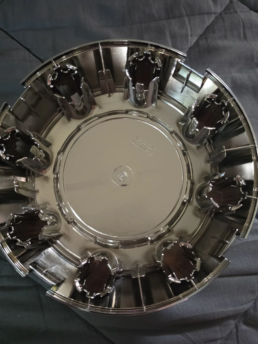 Chrome Hubcap Wall Art with Black & Gray American Flag